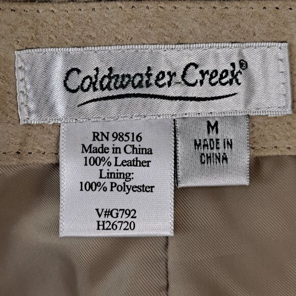 Coldwater Creek Size Medium Tan 100% Leather Vest Stamped Front Lined EUC - Picture 8 of 10